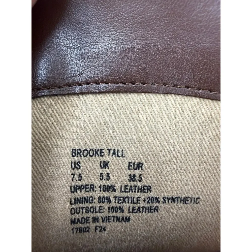 Ralph Lauren Womens Brooke Tall Riding Boots Size 7.5 Brown Leather Classic